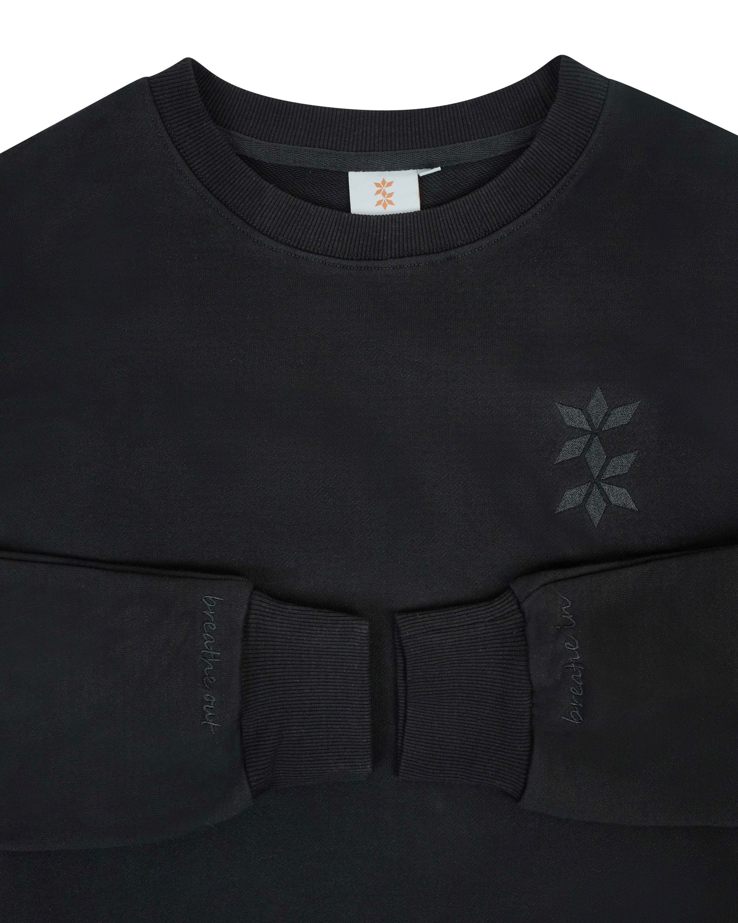 Longline Sweatshirt "Breathe In Breathe Out" - Black