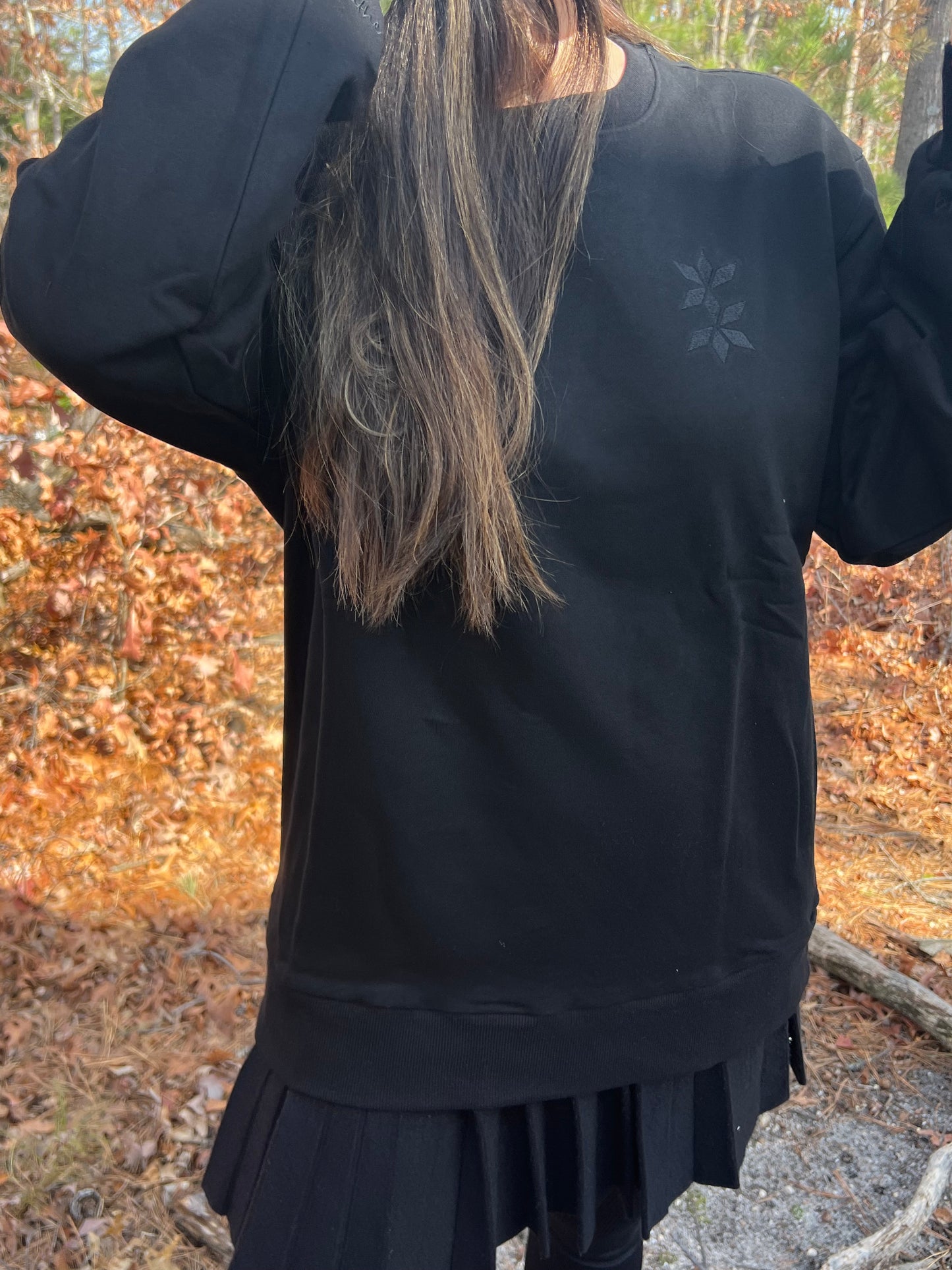 Longline Sweatshirt "Breathe In Breathe Out" - Black