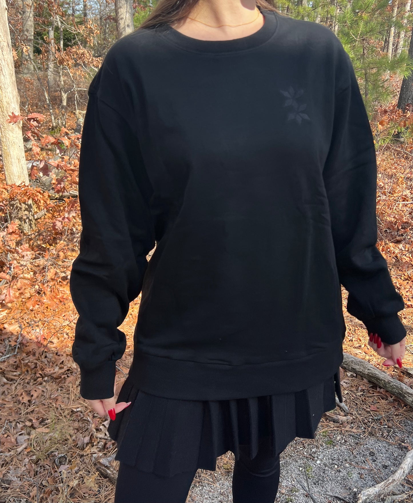 Longline Sweatshirt "Breathe In Breathe Out" - Black